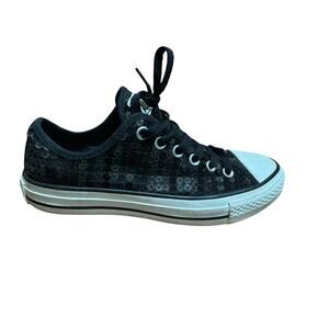 Converse All Star Women Size 8 M Black Low Top Fabric 545008F Sequins
